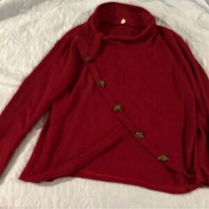 Women's Red Sweater with Button Detail
